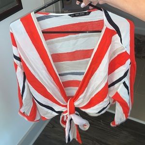 Zara Stripped Wrap Top